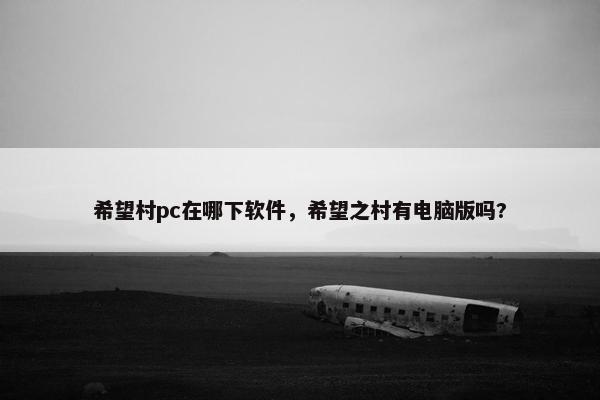 希望村pc在哪下软件，希望之村有电脑版吗?
