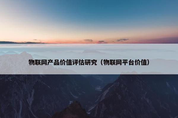 物联网产品价值评估研究（物联网平台价值）