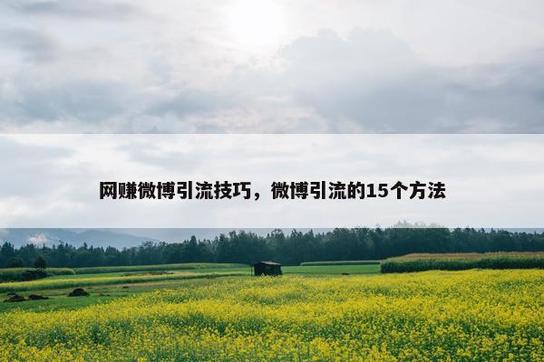 网赚微博引流技巧，微博引流的15个方法