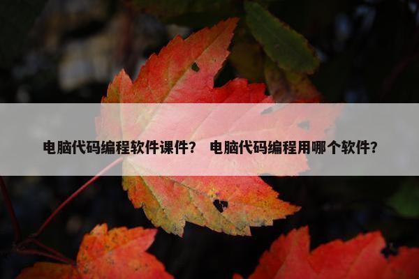 电脑代码编程软件课件？ 电脑代码编程用哪个软件？