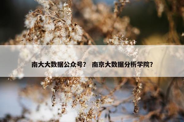 南大大数据公众号？ 南京大数据分析学院？