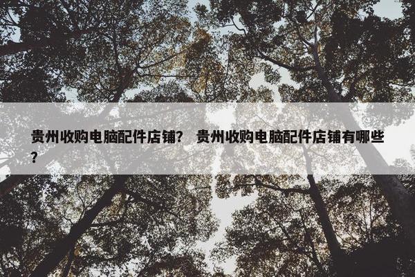 贵州收购电脑配件店铺？ 贵州收购电脑配件店铺有哪些？