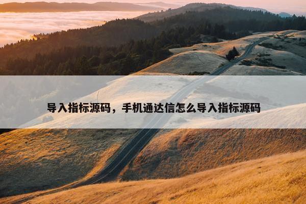 导入指标源码，手机通达信怎么导入指标源码