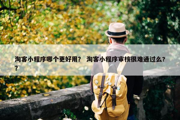 淘客小程序哪个更好用？ 淘客小程序审核很难通过么?？