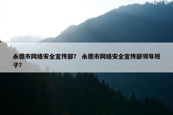 永德市网络安全宣传部？ 永德市网络安全宣传部领导班子？
