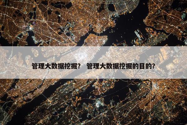 管理大数据挖掘？ 管理大数据挖掘的目的？