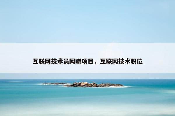 互联网技术员网赚项目，互联网技术职位