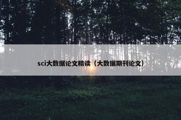 sci大数据论文精读（大数据期刊论文）
