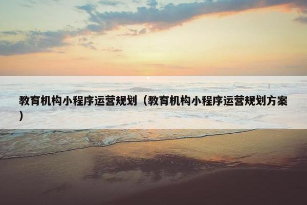 教育机构小程序运营规划（教育机构小程序运营规划方案）