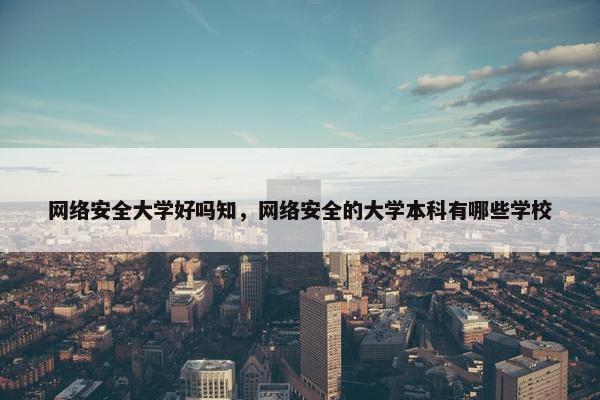 网络安全大学好吗知，网络安全的大学本科有哪些学校