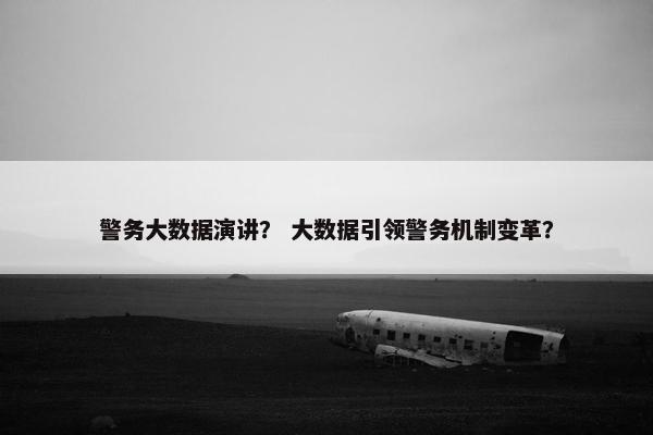 警务大数据演讲？ 大数据引领警务机制变革？