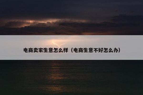 电商卖家生意怎么样（电商生意不好怎么办）