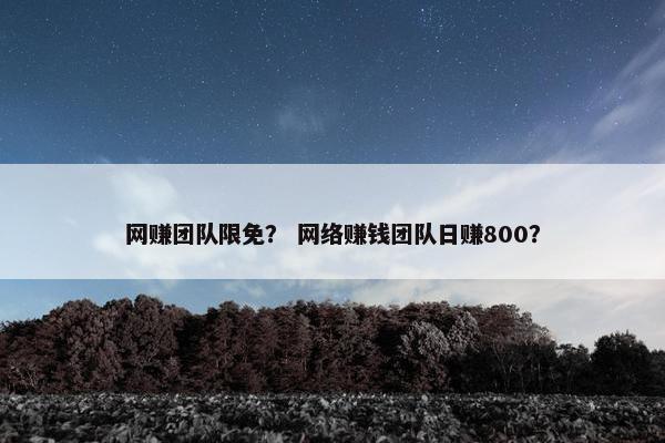 网赚团队限免？ 网络赚钱团队日赚800？