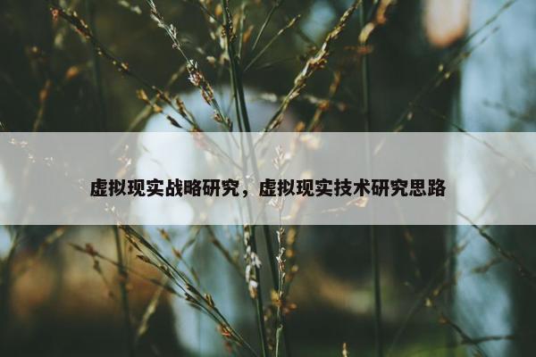 虚拟现实战略研究，虚拟现实技术研究思路