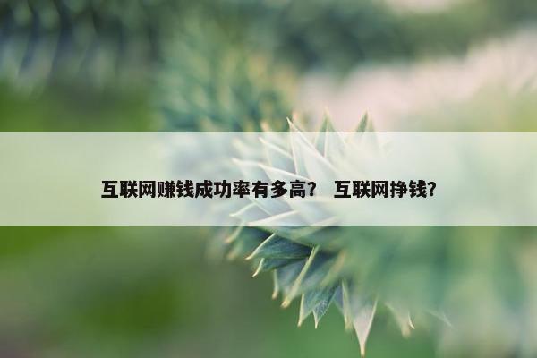 互联网赚钱成功率有多高？ 互联网挣钱？