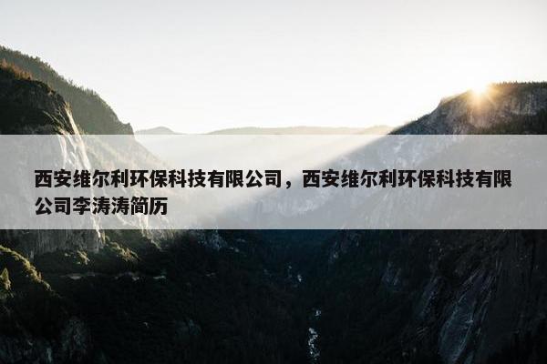 西安维尔利环保科技有限公司，西安维尔利环保科技有限公司李涛涛简历