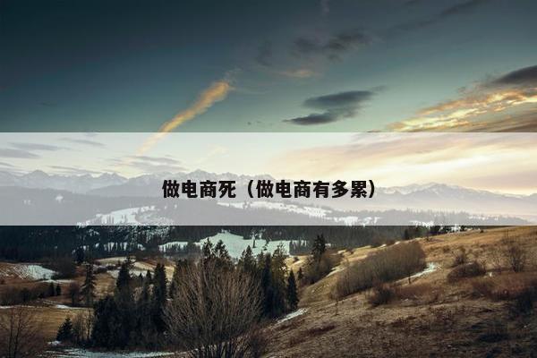 做电商死（做电商有多累）