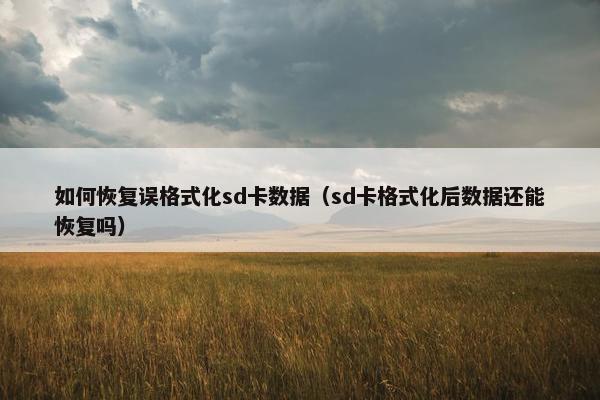 如何恢复误格式化sd卡数据（sd卡格式化后数据还能恢复吗）