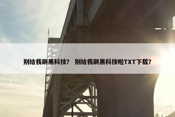 别给我刷黑科技？ 别给我刷黑科技啦TXT下载？