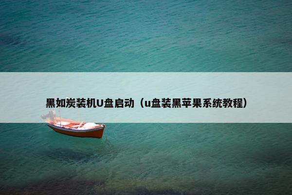 黑如炭装机U盘启动（u盘装黑苹果系统教程）