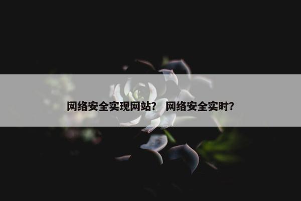 网络安全实现网站？ 网络安全实时？