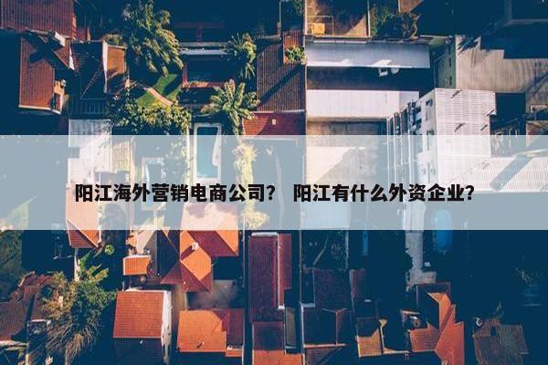 阳江海外营销电商公司？ 阳江有什么外资企业？