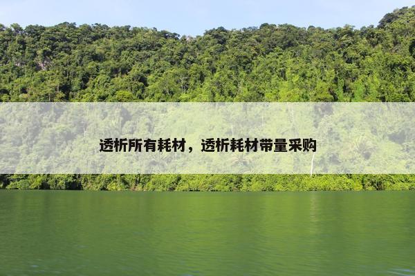 透析所有耗材，透析耗材带量采购