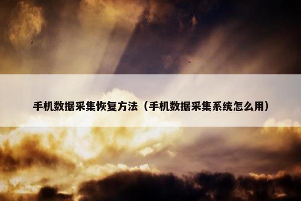 手机数据采集恢复方法（手机数据采集系统怎么用）