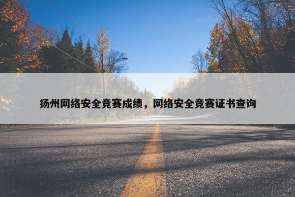 扬州网络安全竞赛成绩，网络安全竞赛证书查询