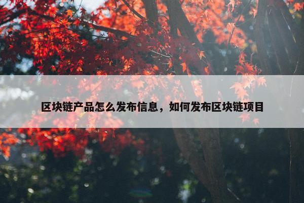 区块链产品怎么发布信息，如何发布区块链项目