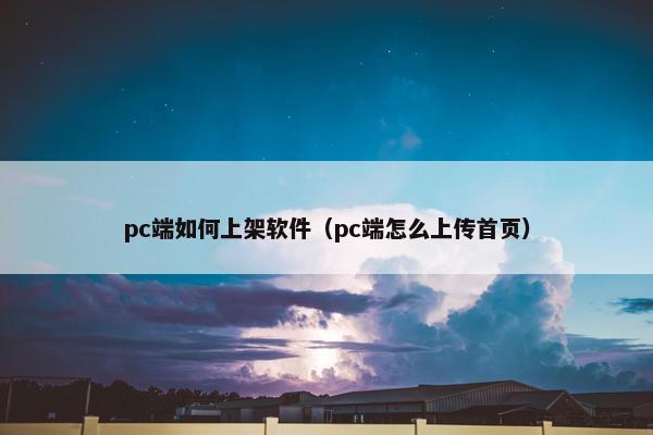 pc端如何上架软件（pc端怎么上传首页）