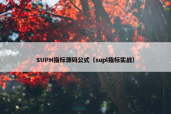 SUPH指标源码公式（supl指标实战）