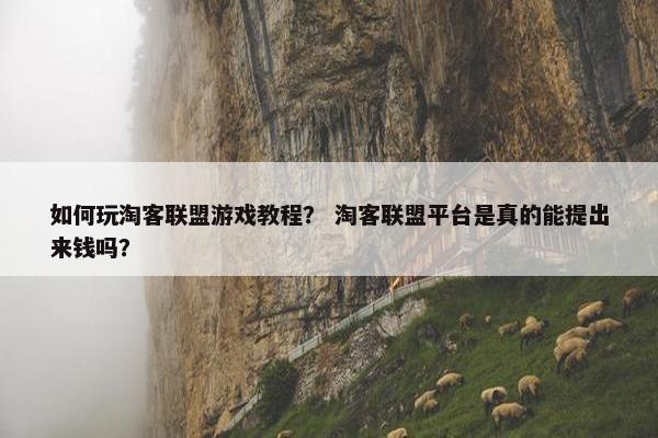 如何玩淘客联盟游戏教程？ 淘客联盟平台是真的能提出来钱吗？