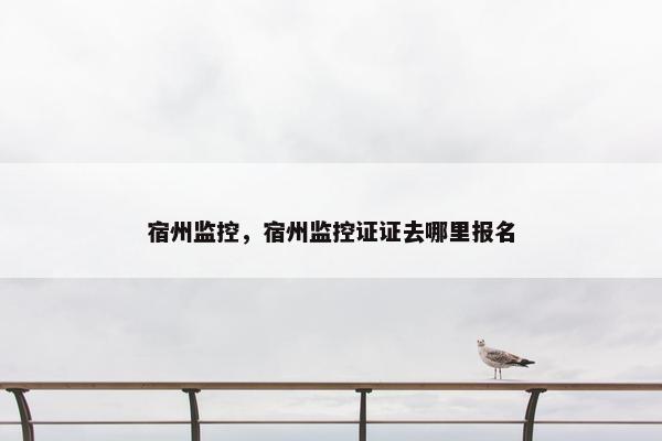 宿州监控，宿州监控证证去哪里报名