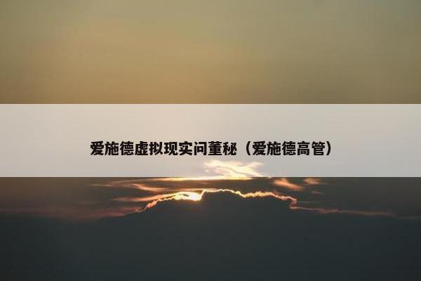 爱施德虚拟现实问董秘（爱施德高管）