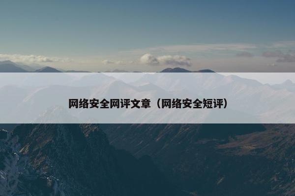 网络安全网评文章（网络安全短评）