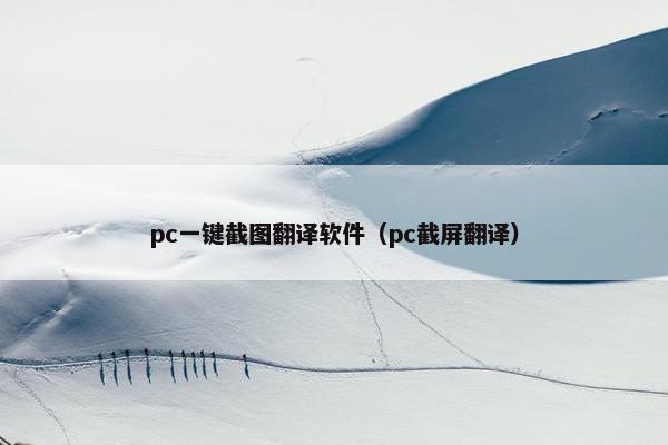pc一键截图翻译软件（pc截屏翻译）