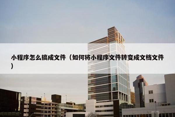 小程序怎么搞成文件（如何将小程序文件转变成文档文件）