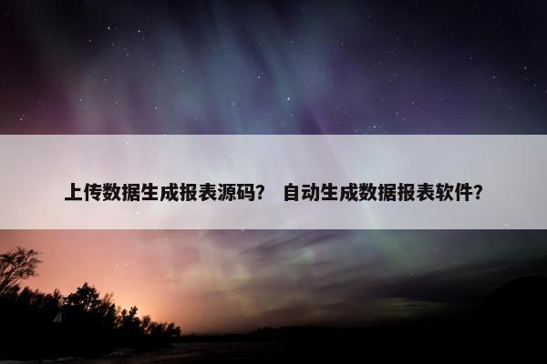 上传数据生成报表源码？ 自动生成数据报表软件？