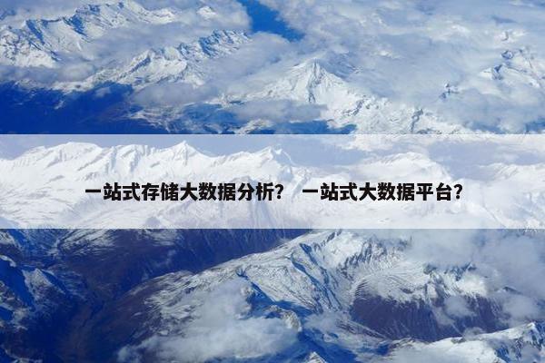 一站式存储大数据分析？ 一站式大数据平台？