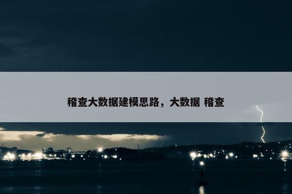 稽查大数据建模思路，大数据 稽查
