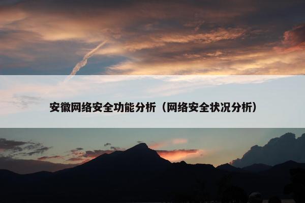 安徽网络安全功能分析（网络安全状况分析）