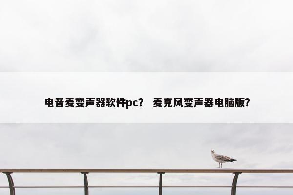 电音麦变声器软件pc？ 麦克风变声器电脑版？