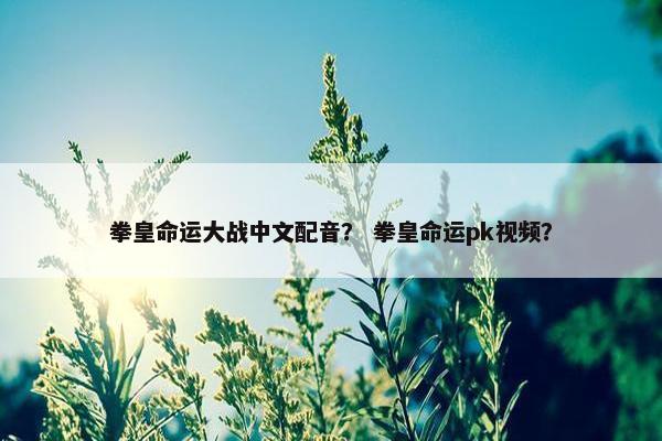 拳皇命运大战中文配音？ 拳皇命运pk视频？