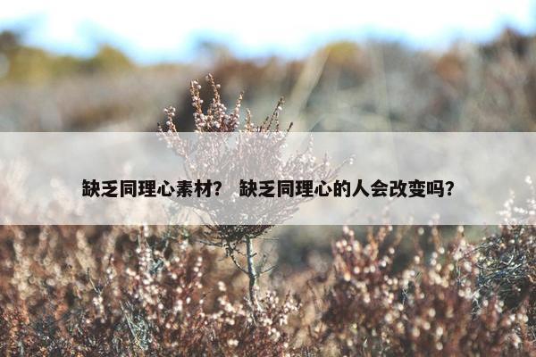 缺乏同理心素材？ 缺乏同理心的人会改变吗？