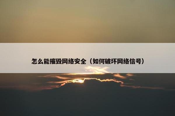 怎么能摧毁网络安全（如何破坏网络信号）
