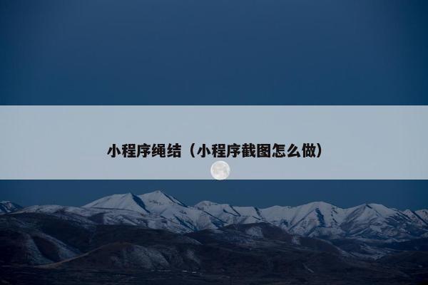 小程序绳结（小程序截图怎么做）