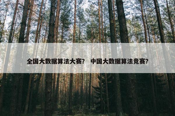 全国大数据算法大赛？ 中国大数据算法竞赛？