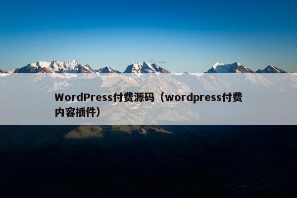 WordPress付费源码（wordpress付费内容插件）